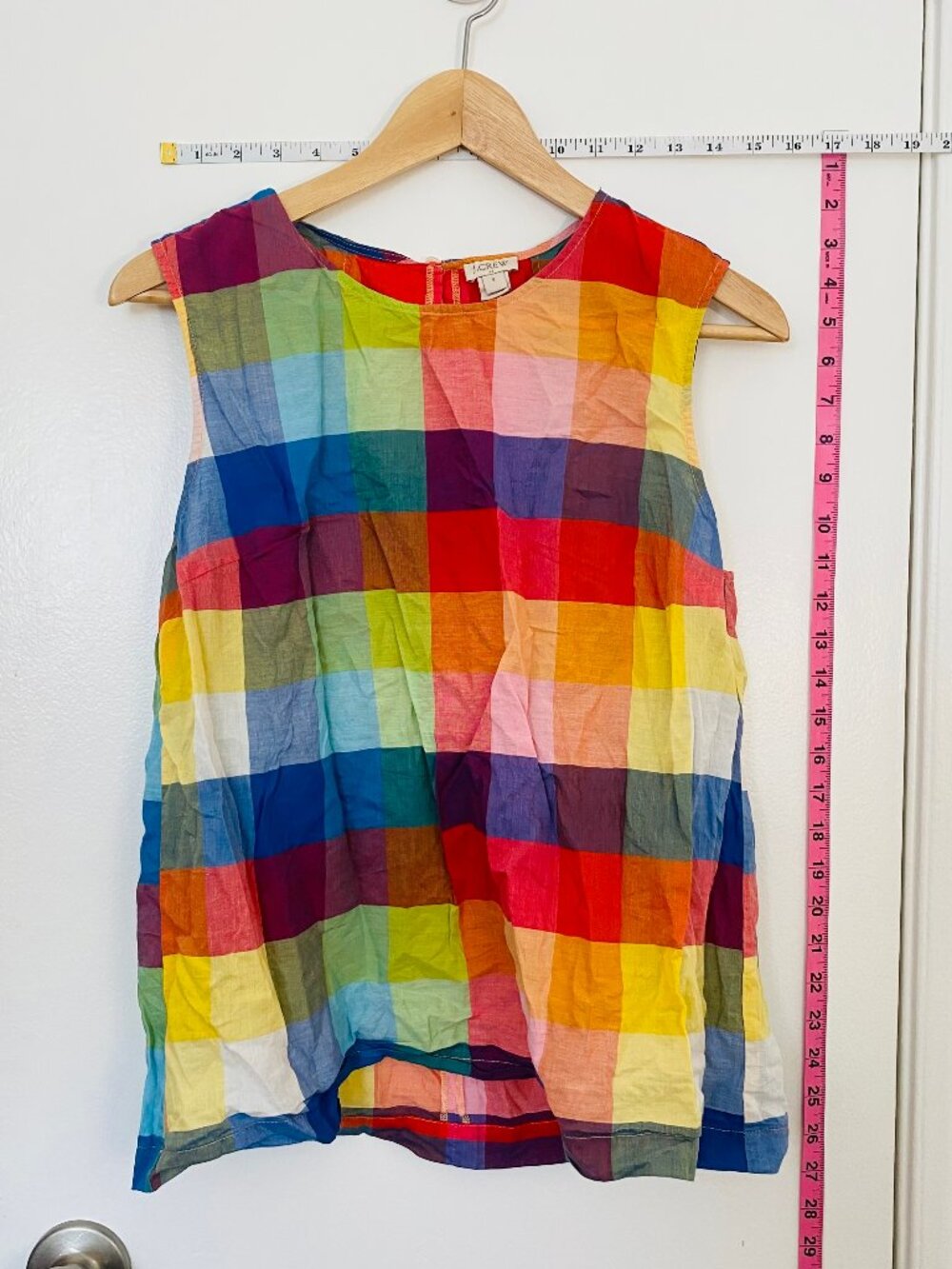 J.Crew Size 8 Colorful Rainbow Gingham Plaid Sleeveless Top